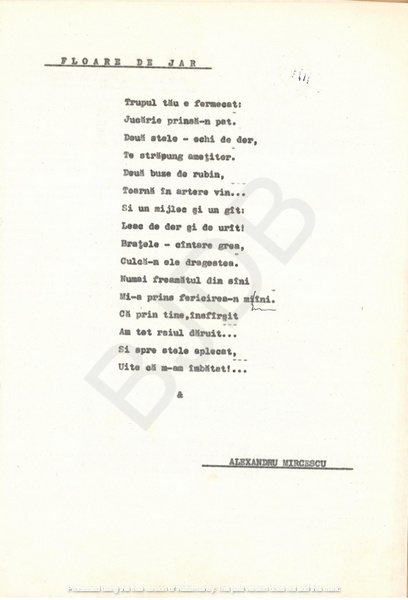M-1076-1130-53 - 55 de Poezii în manuscris dactilografiat. ALEXANDRU MIRCESCU